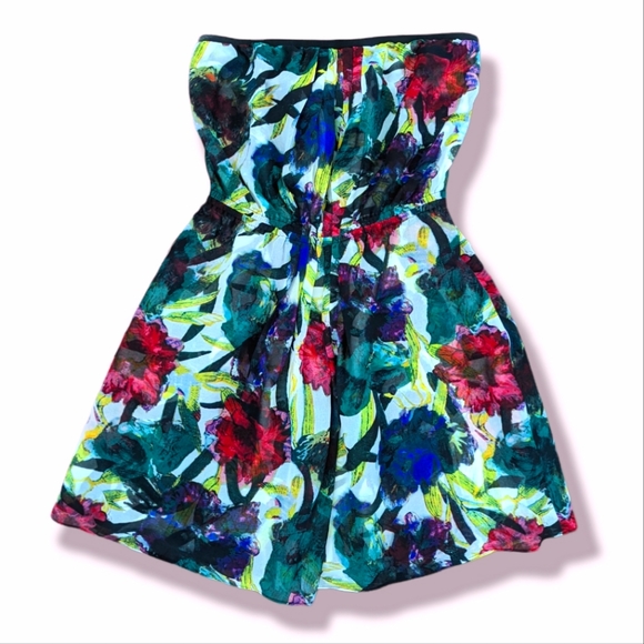 Rachel Rachel Roy Strapless Floral Mini Dress sz M - Picture 7 of 8